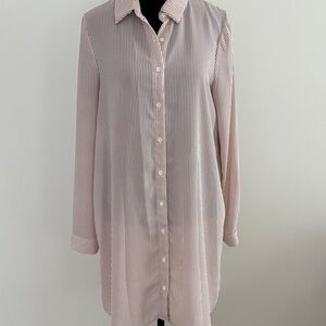 Striped Button-Up Long Sleeve Shirt Dress